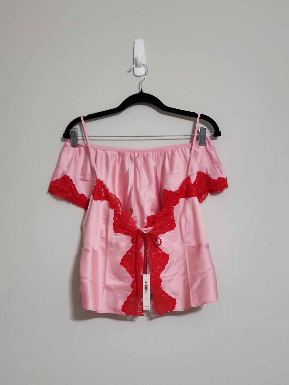 Victoria's Secret Satin Lace-Trim Flyaway Cami & Flutter Shorts Set Size L Large